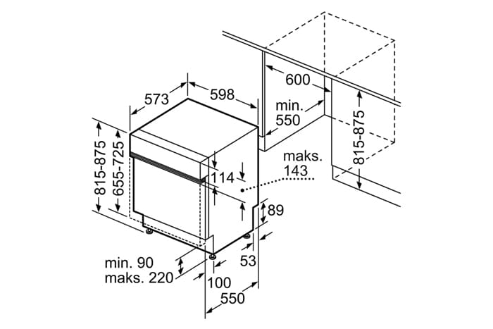 Máy rửa bát bán âm Bosch Serie 8 Sấy Zeolith SMI8ZDS81T
